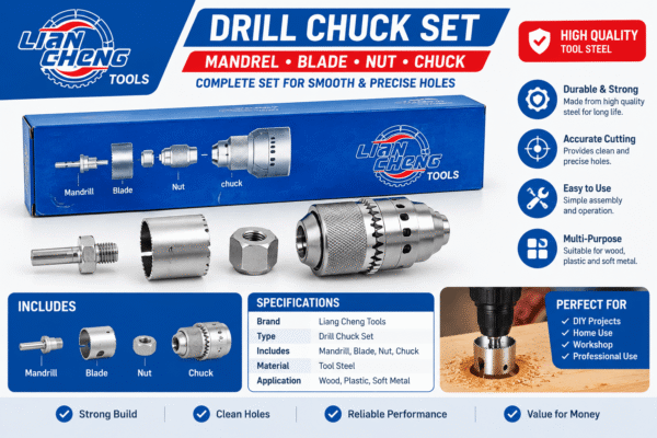 Liang Cheng Drill Hole Saw Set – 3/4 to 2-1/2 Inch Hole Cutter Kit