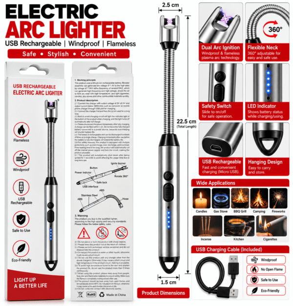 USB Rechargeable Electric Arc Lighter